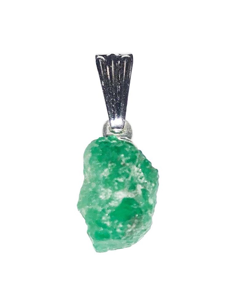 pendentif émeraude verte pierre brute