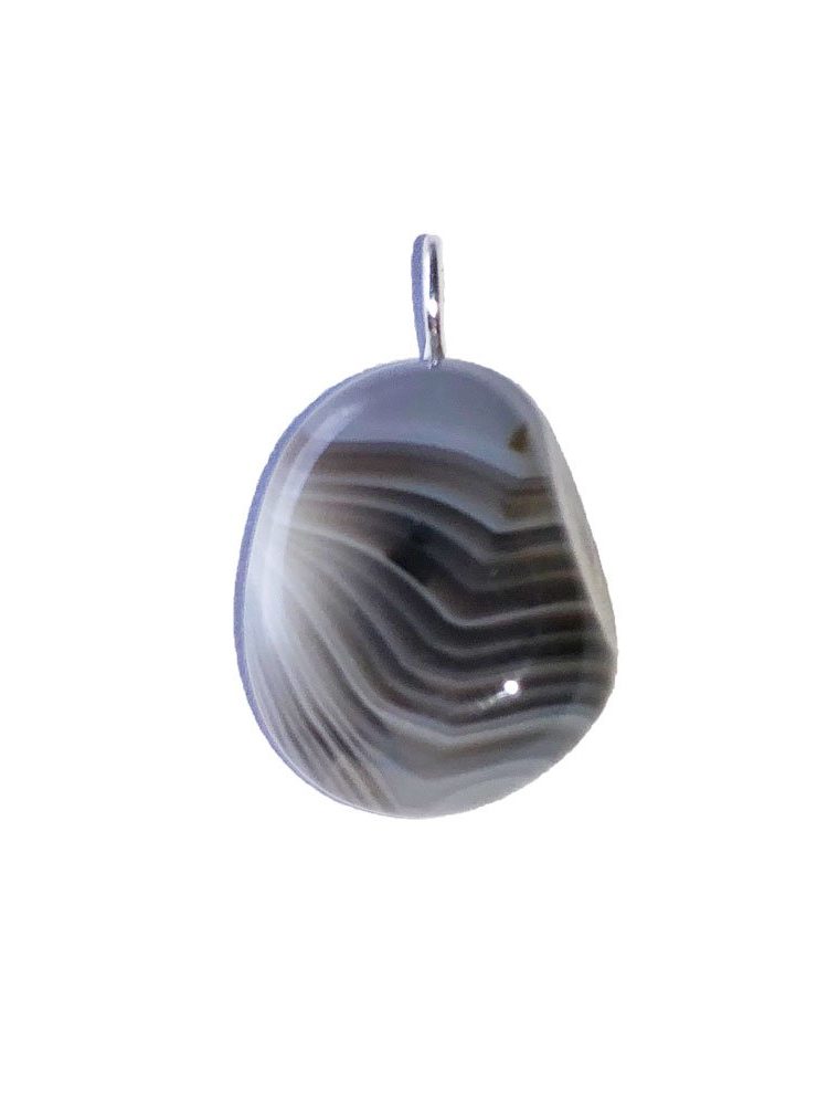 pendentif agate botswana pierre roulee