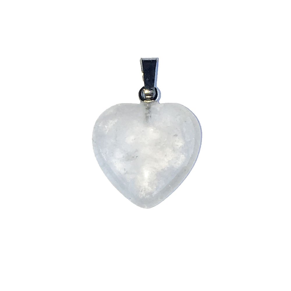 PENDENTIF COEUR QUARTZ BLANC 1 - LITHOTHERAPIE MINERAUX PIERRE