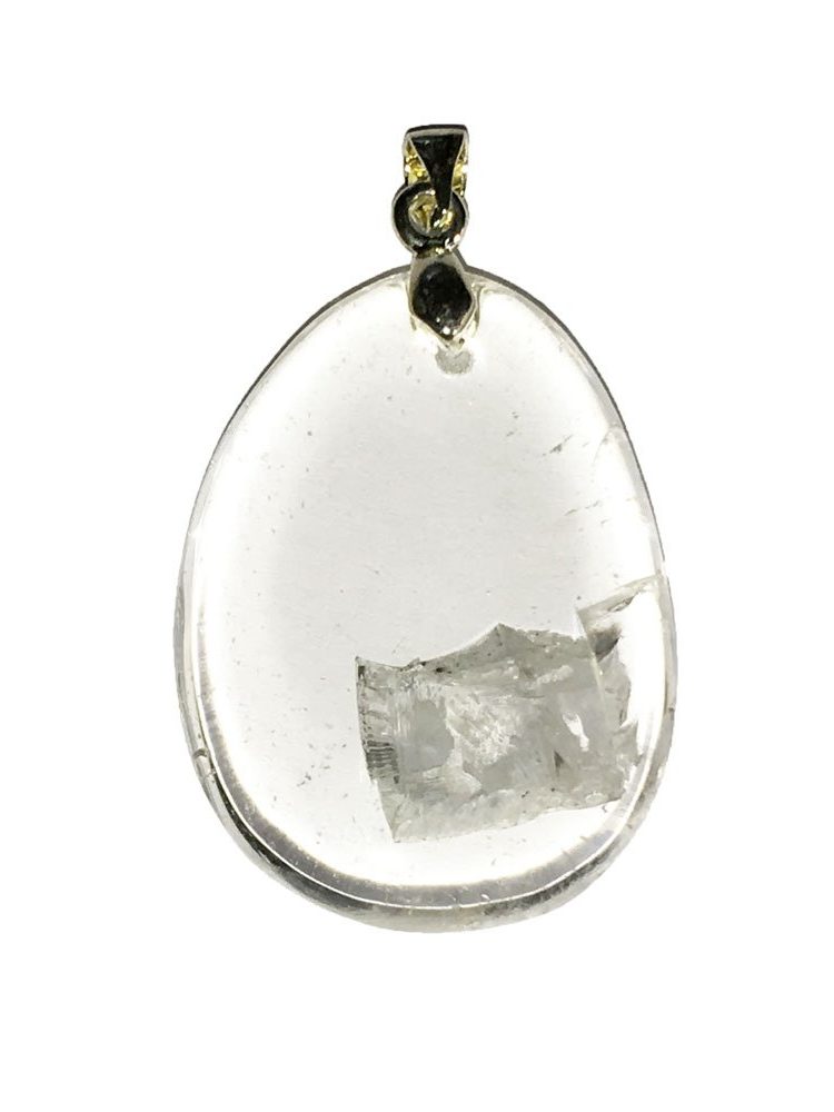 pendentif cristal de roche pierre plate