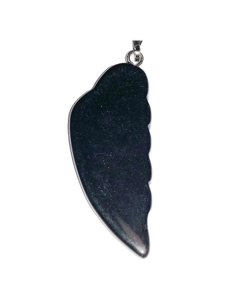 pendentif agate noire aile d'ange