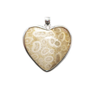 Pendentif Corail Pétrifié - Petit Coeur