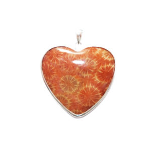 Pendentif Corail Pétrifié - Petit Coeur