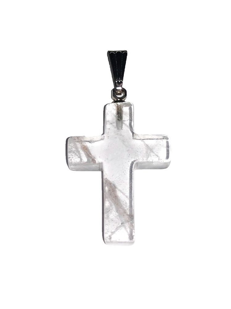 pendentif cristal de roche croix