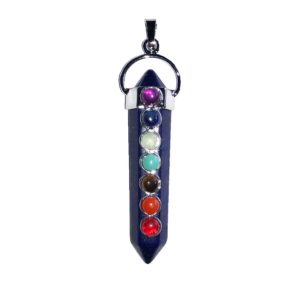 Pendentif 7 chakras Lapis-lazuli - Pointe longue