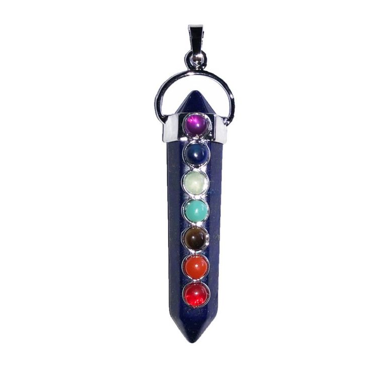 pendentif lapis lazuli 7 chakras pointe longue