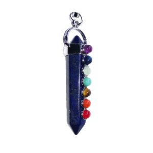 Pendentif 7 chakras Lapis-lazuli - Pointe longue