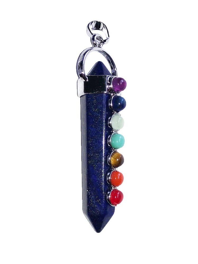 pendentif lapis lazuli 7 chakras pointe longue