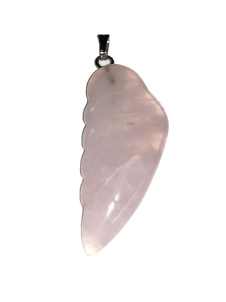 pendentif quartz rose aile d'ange