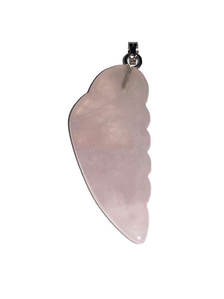 pendentif quartz rose aile d'ange