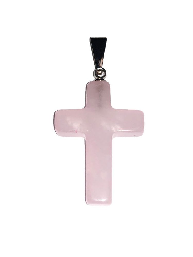 pendentif quartz rose croix