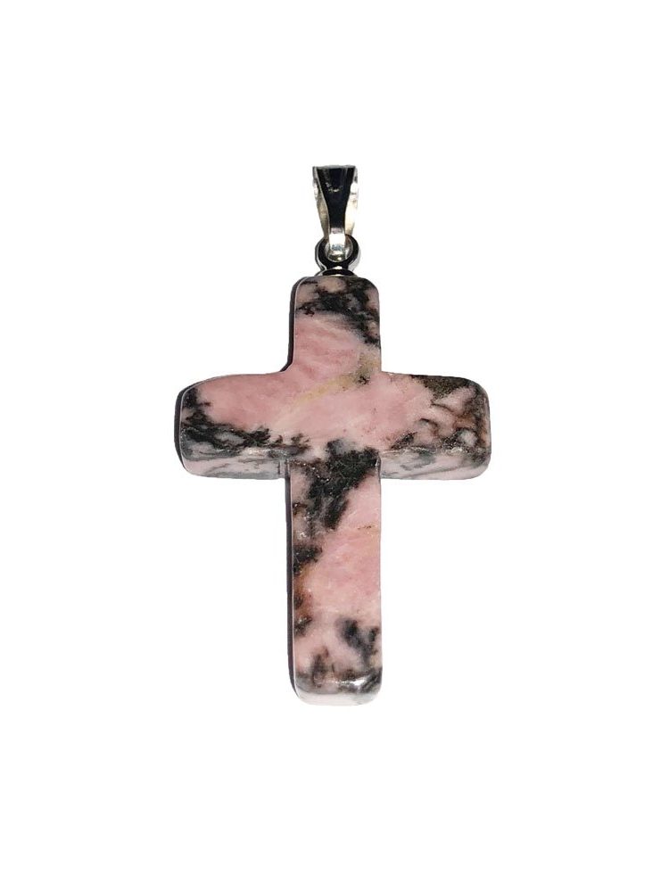 pendentif rhodonite croix