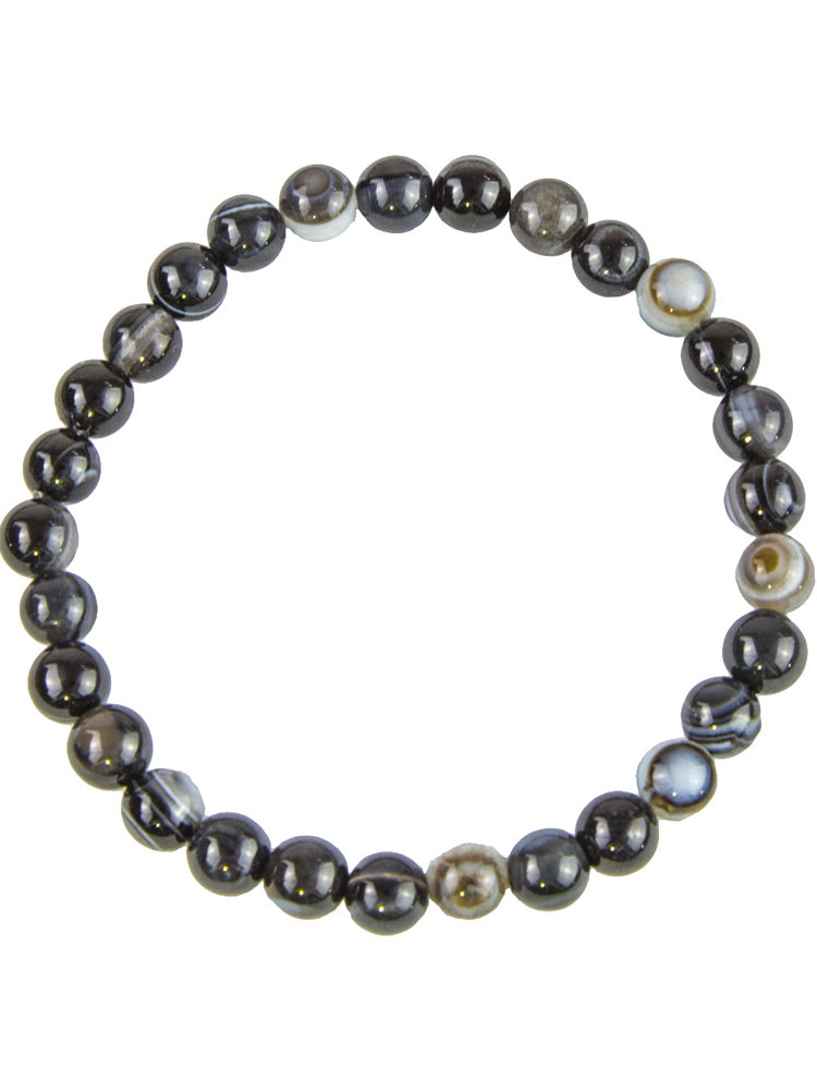 bracelet agate zonee noire pierres boules 6mm
