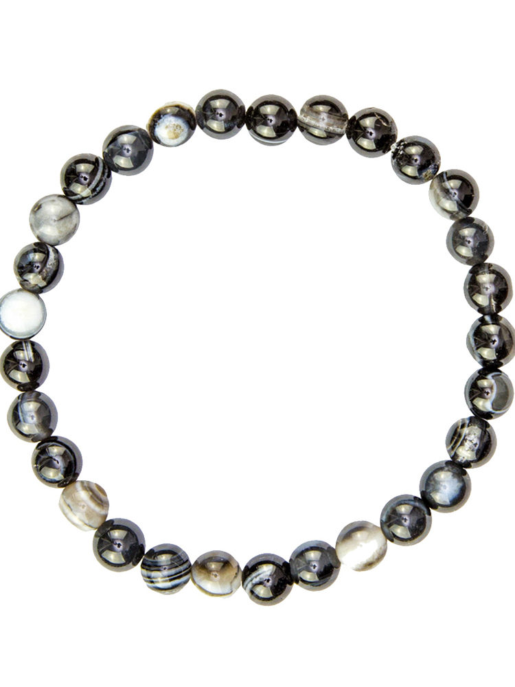 bracelet agate zonee noire pierres boules 8mm
