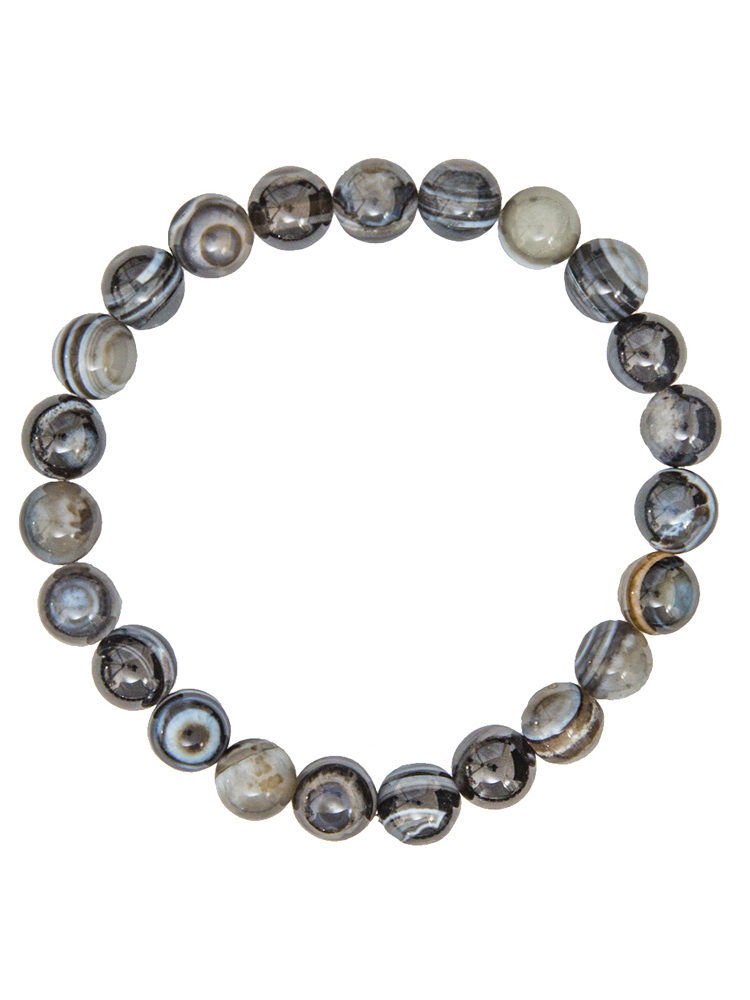 bracelet agate zonee noire pierres boules 8mm