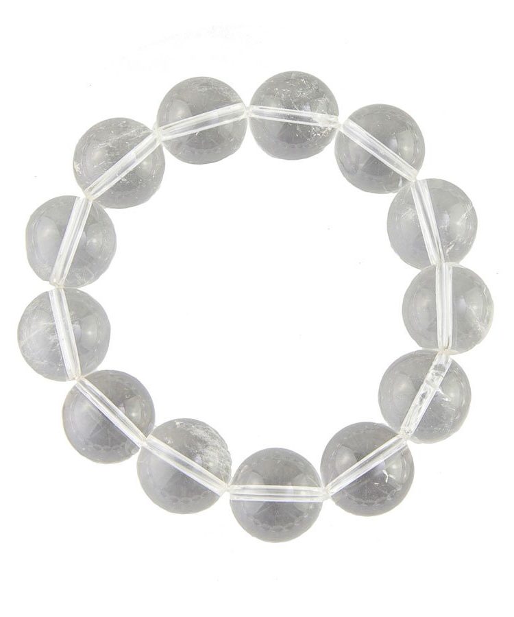 bracelet cristal de roche pierres boules 14mm
