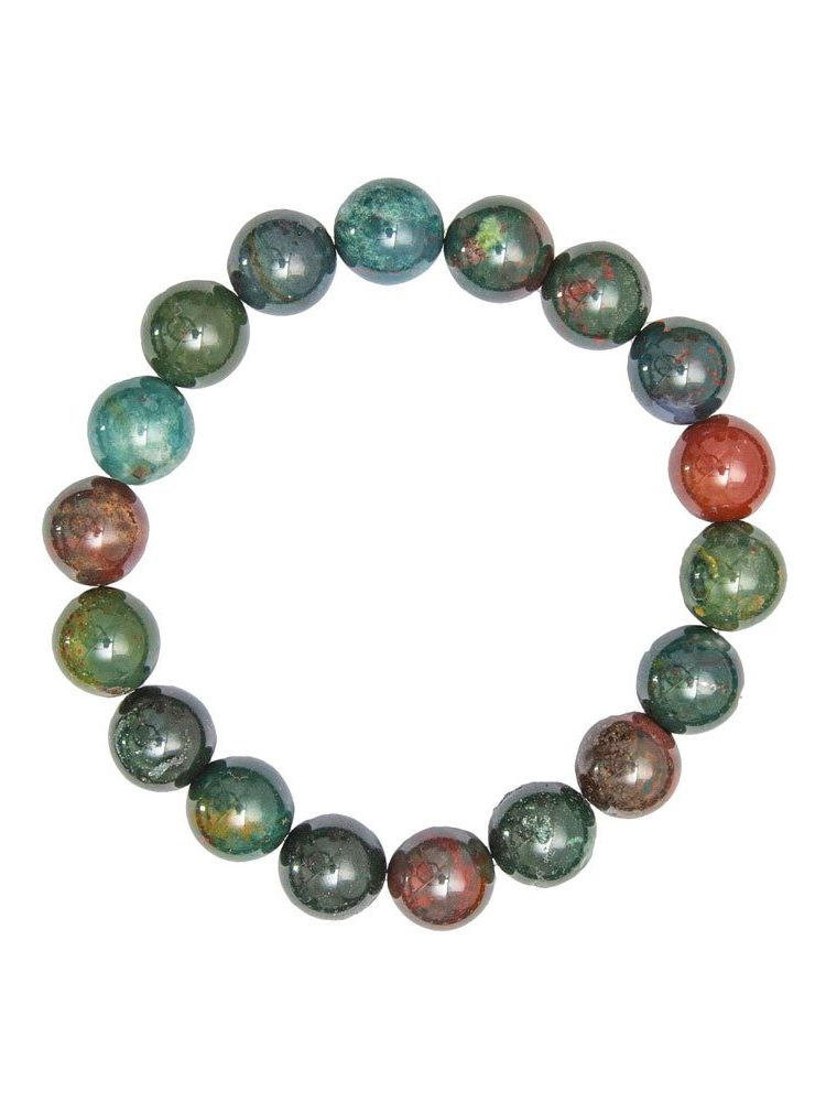 bracelet jaspe héliotrope pierres boules 10mm