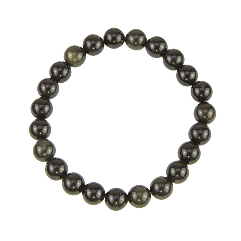 bracelet obsidienne noire pierres boules 8mm