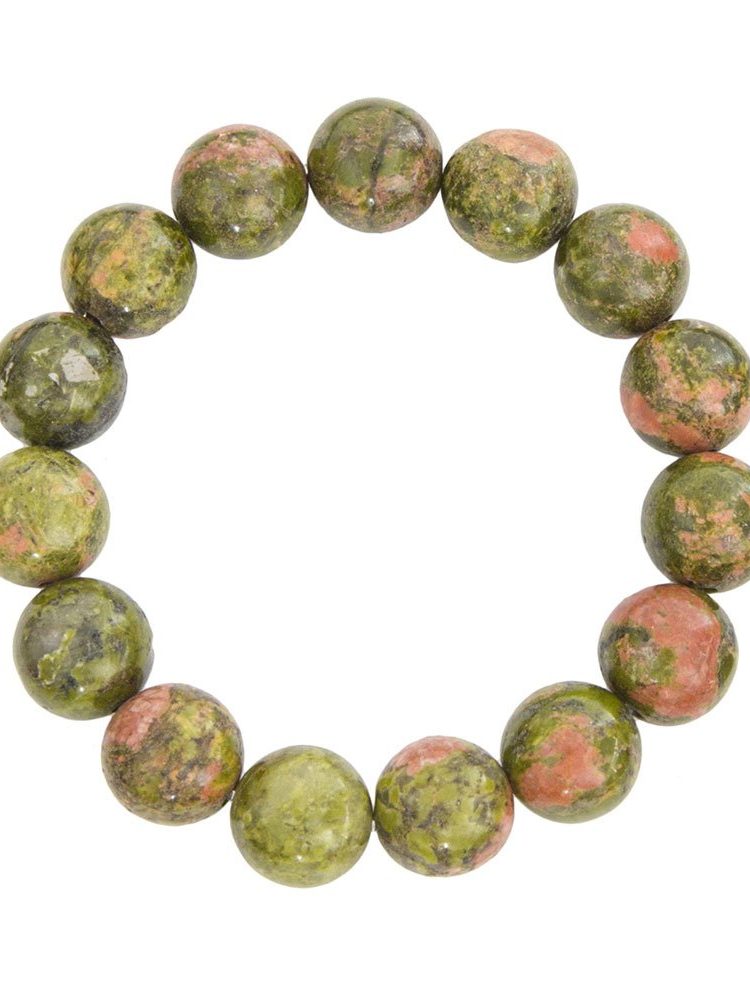 bracelet unakite pierres boules 12mm