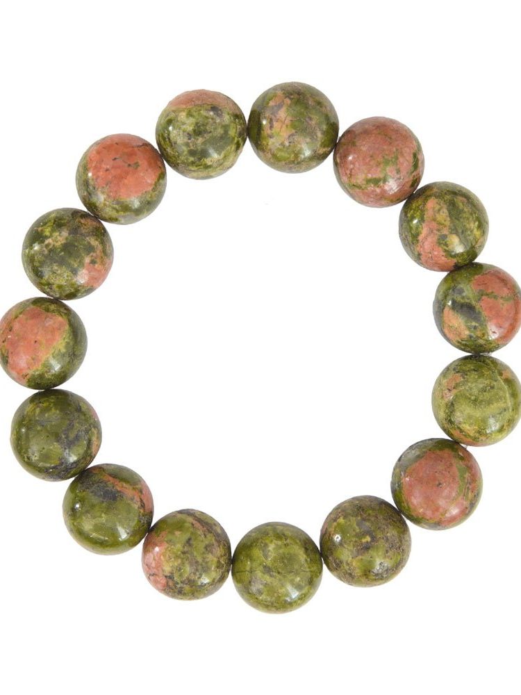 bracelet unakite pierres boules 12mm